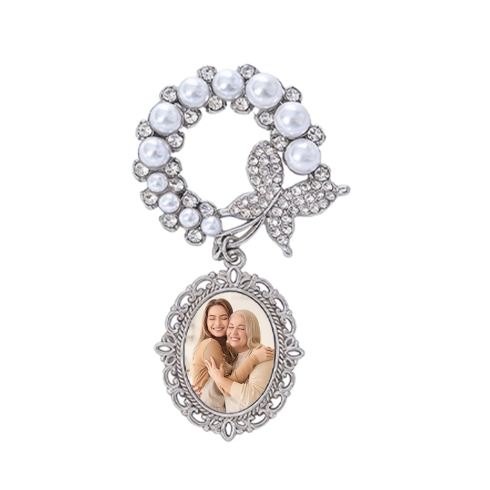 TEMU Personalized Vintage Photo Frame Brooch - Custom Photo/text/illustration Suitable For Wedding Bridesmaid Dress, Diy Photo Wedding Party