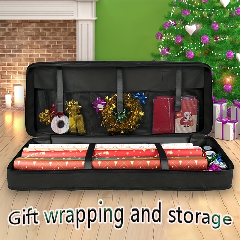1 large christmas gift wrapping paper storage bag a   christmas storage bag holiday decoration storage pouch wreath storage gift wrapping storage large capacity storage box with adjustable nylon   gift wrap storage