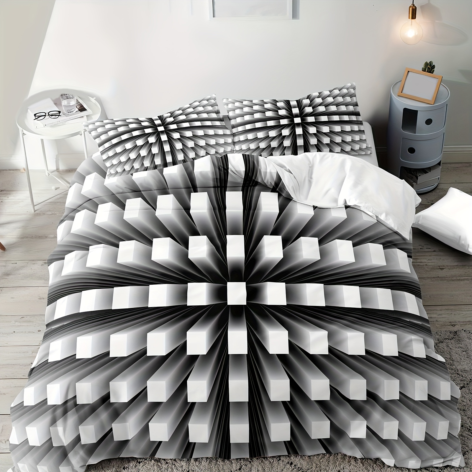 TEMU Ensemble de housse de couette 3D imprimée numériquement 2/3 pièces pour chambre à coucher, lavable en machine rétrécissement, super , convient à