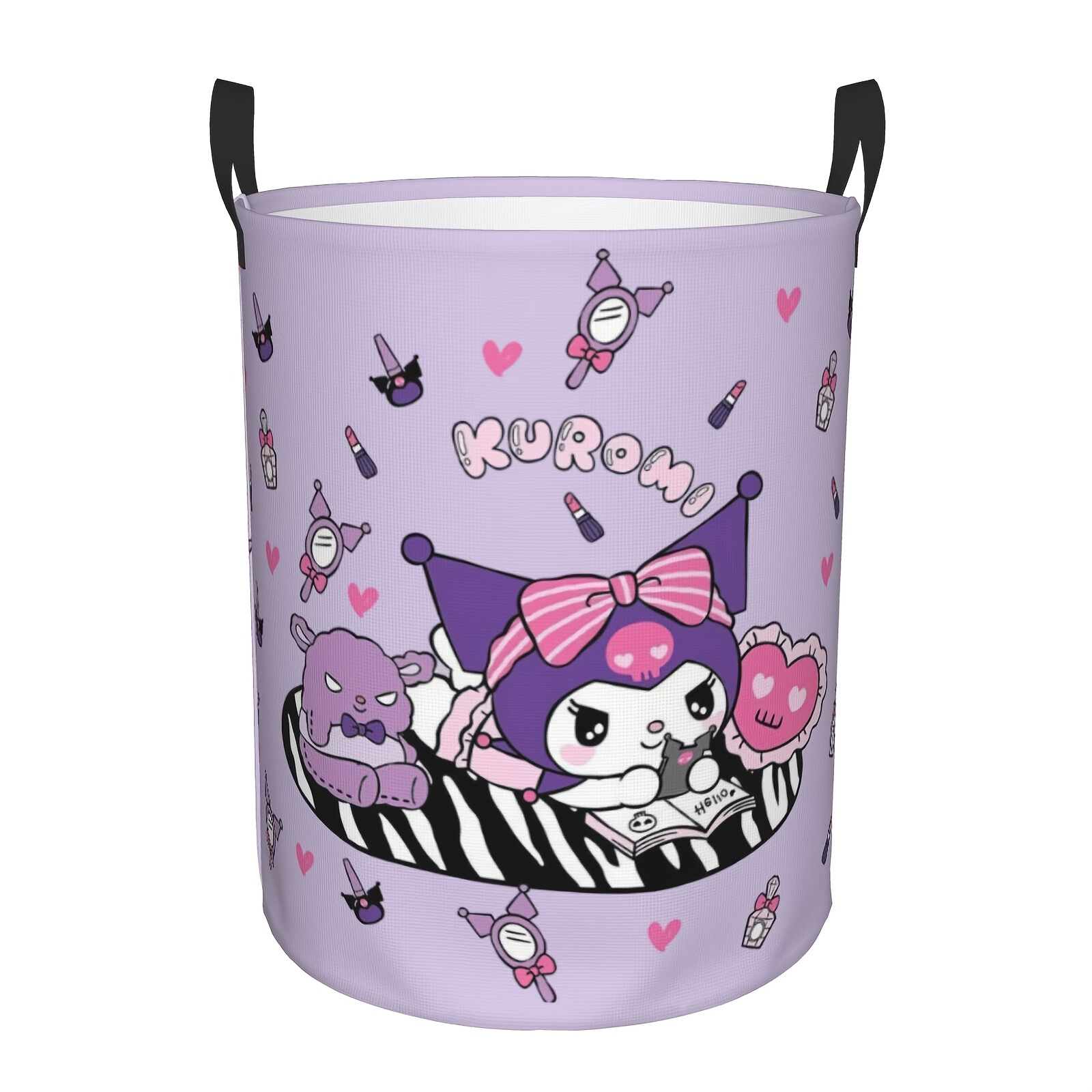 Kuromi Laundry Basket - Cute Cartoon Design, Foldable And Portable Round Hamper For Clothes, Toys, Books | Durable With Pe Support Strip, Laundry Baskets