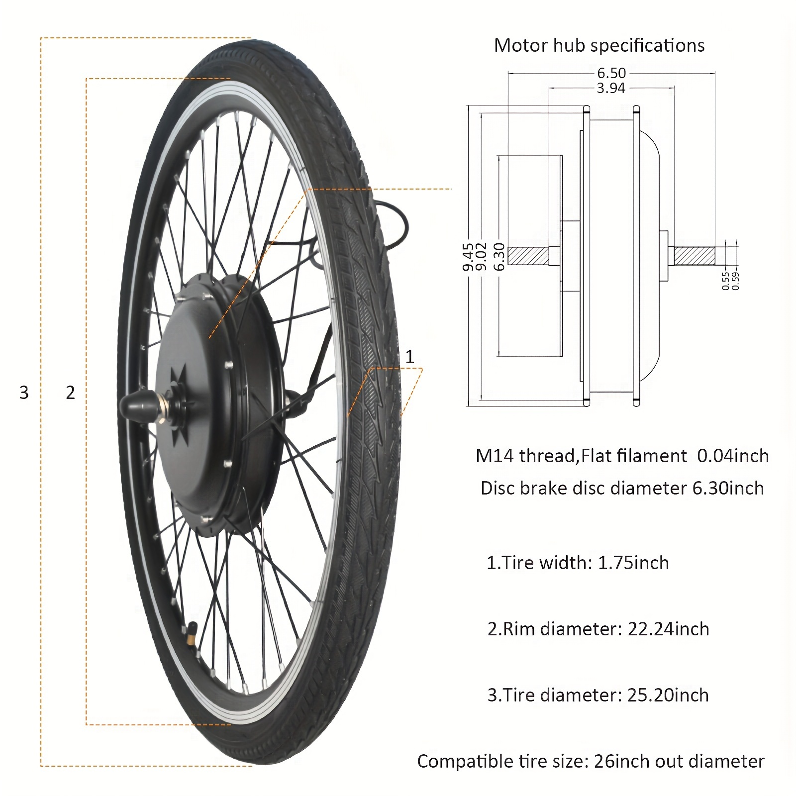 26 universal front wheel electric bike conversion kit e bike modification assembly Product details 3