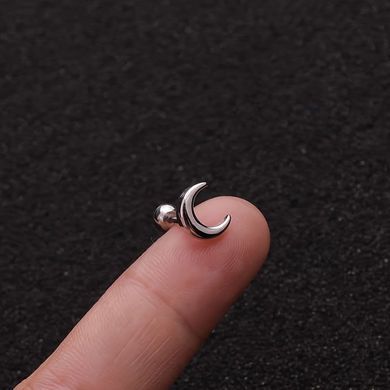 Titanium Steel Barbell Ear Stud with Micro-Inlaid Zirconia