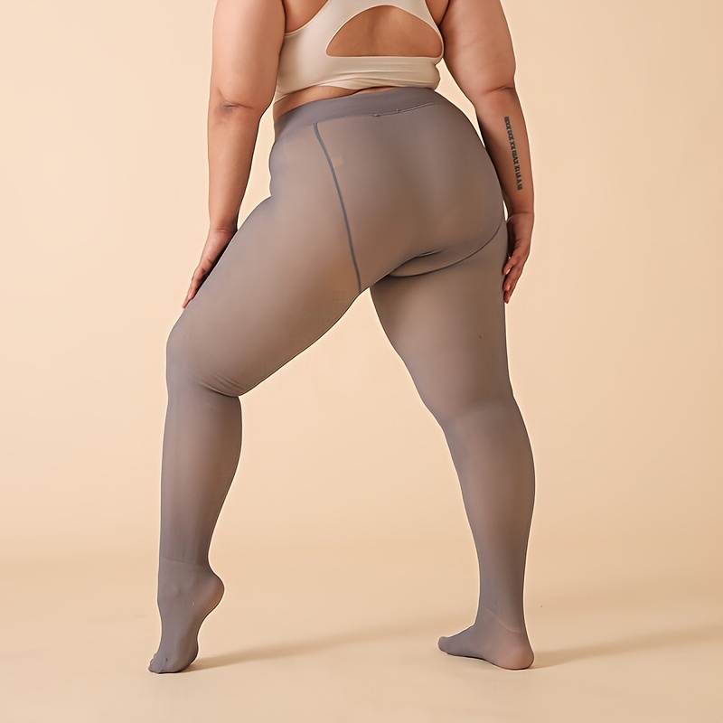 Autumn And Winter Collection Plus-Size Women'S Thickened Fleece-Lined Tights, High-Waisted Stretchy Warm Leggings, Fleece-Lined High-Elastic Base Layer Stockings, Thermal Pants.