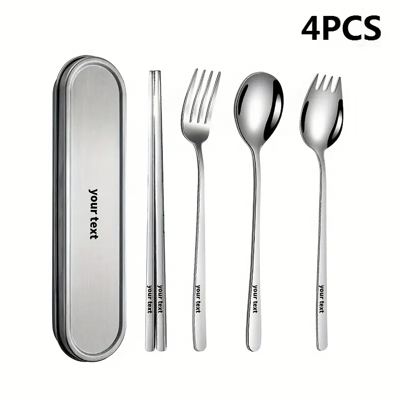 personalized customization 2 3 4pcs set of portable tableware with spoons chopsticks and stainless steel boxes suitable for outdoor picnics home kitchens and durable tableware Product details 0