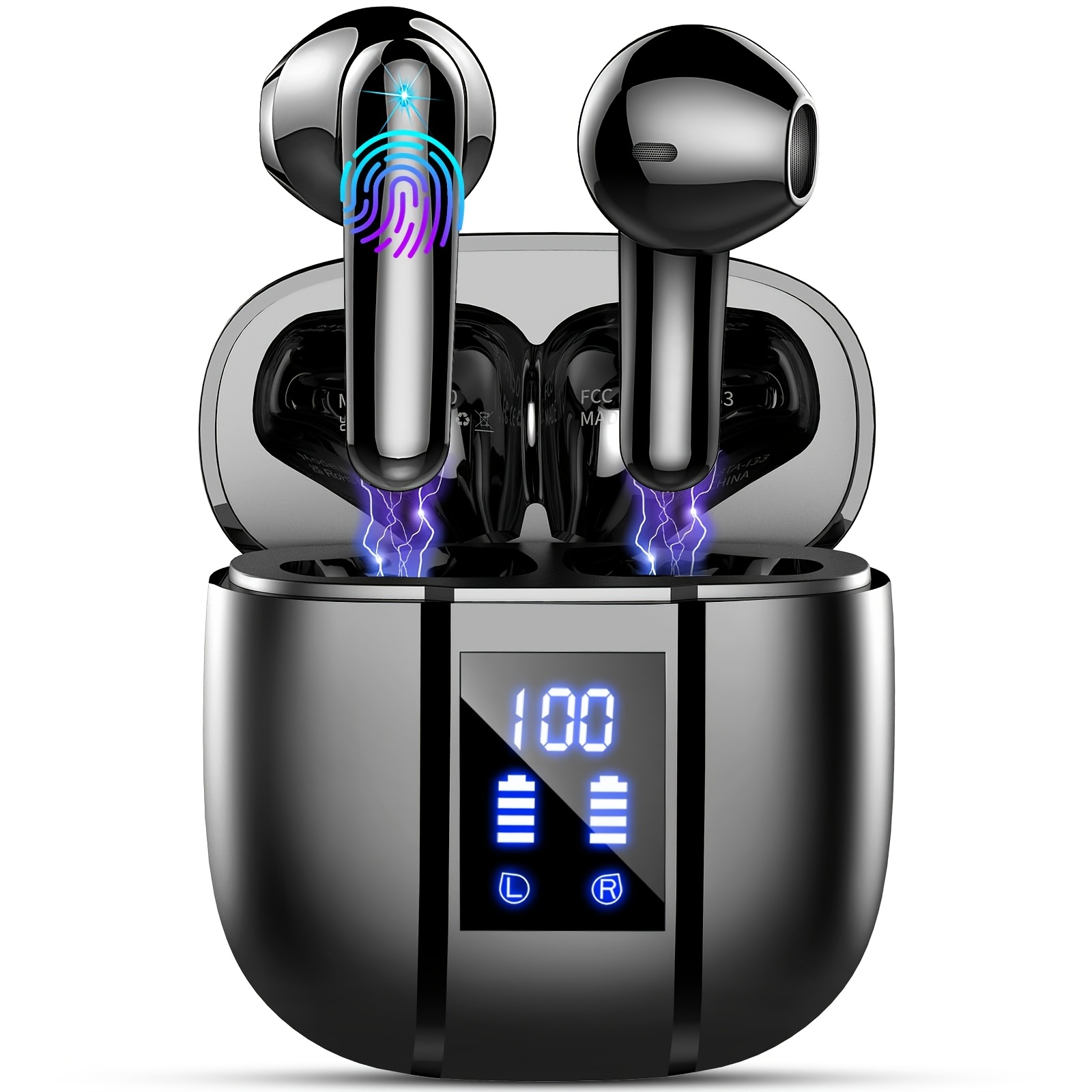wireless earbuds in ear headphones with hifi stereo   new 40h earbuds wireless earphones with 4 enc noise cancelling mic mini ear buds led display usb c for sport outdoor gifts