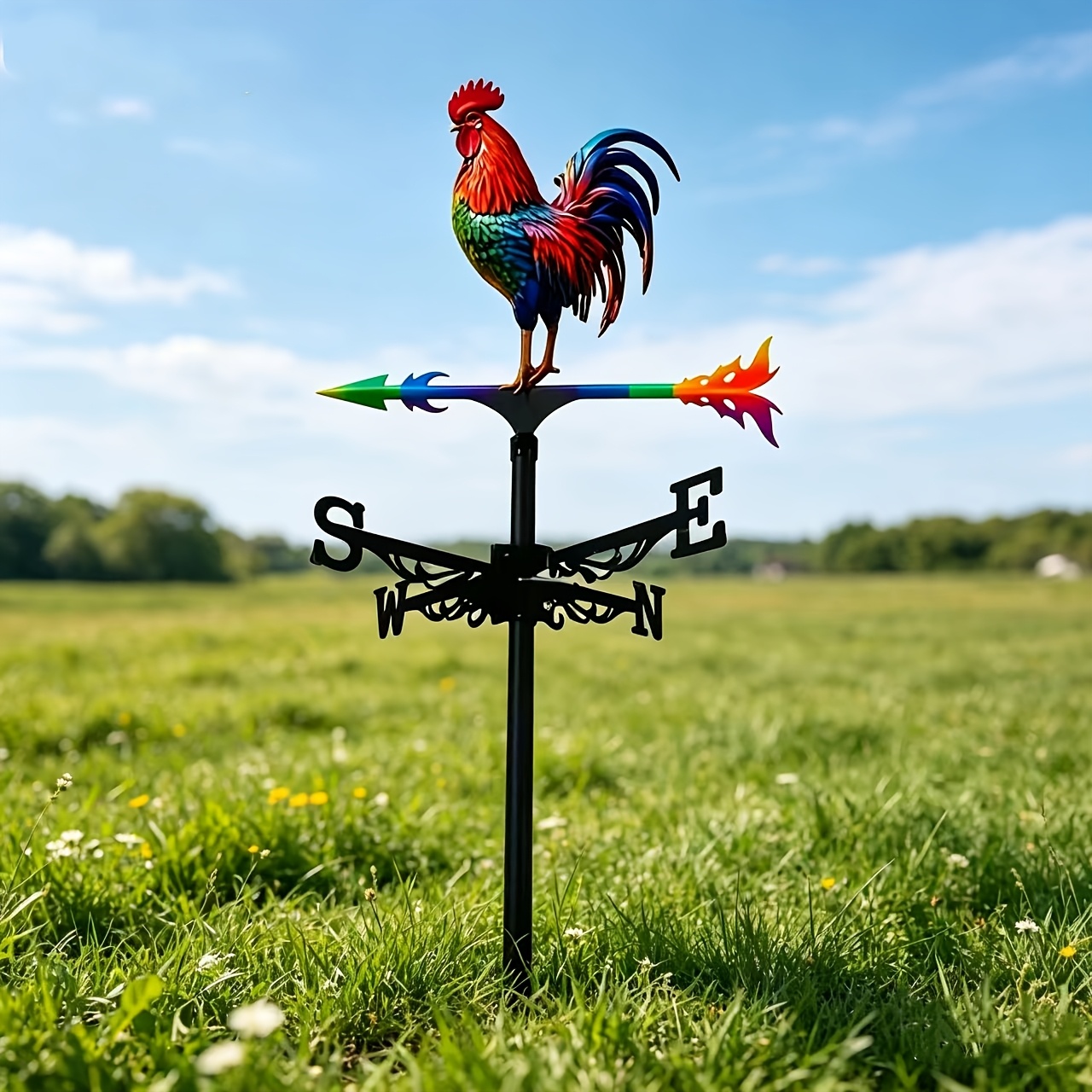 colorful metal rooster weathervane outdoor garden yard ornament rust resistant durable wind indicator a   for   christmas and holiday gifts