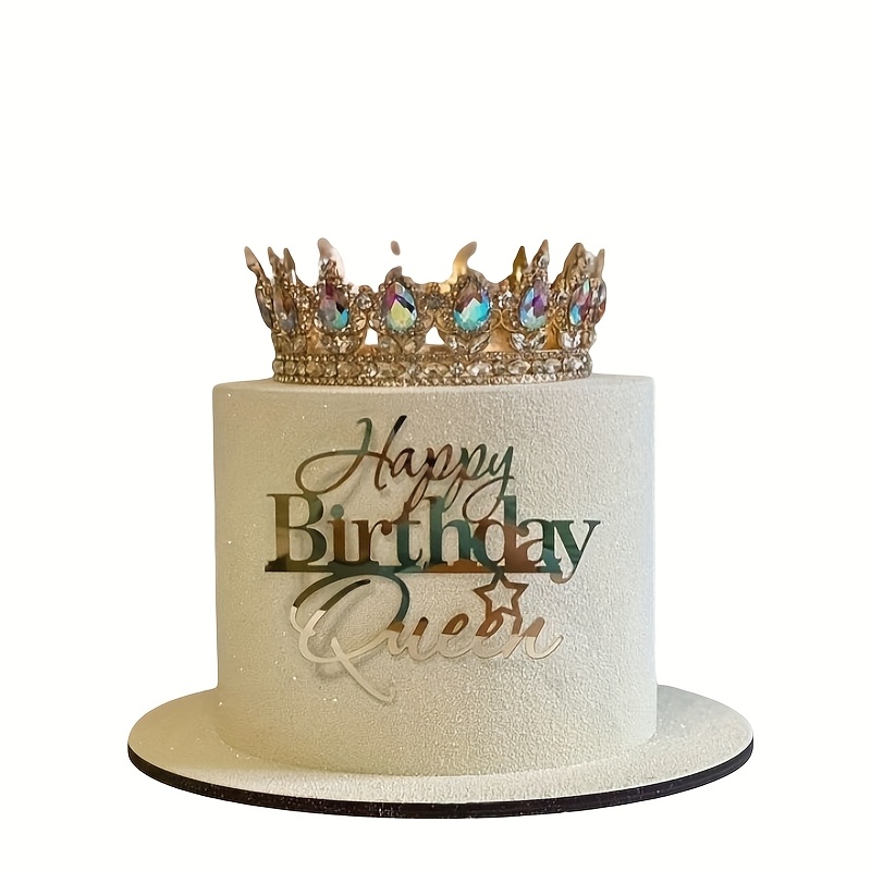 Image of 10pcs Elegant Queen Birthday Cake Toppers, Golden Acrylic Cupcake Decorations, Suitable For Women's Birthday Party Supplies, No Electricity Needed, Featherless - Suitable For