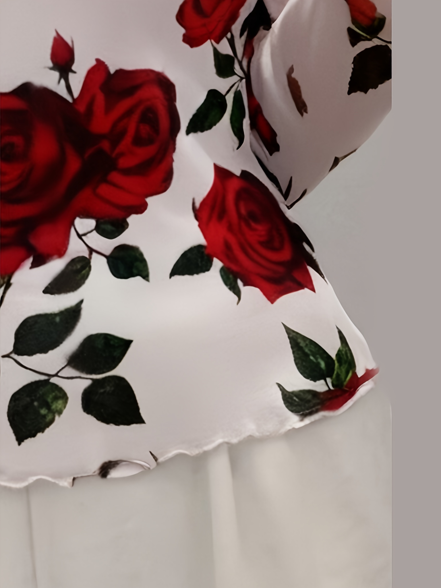 womens elegant red rose floral print long sleeve mesh shirt Temu