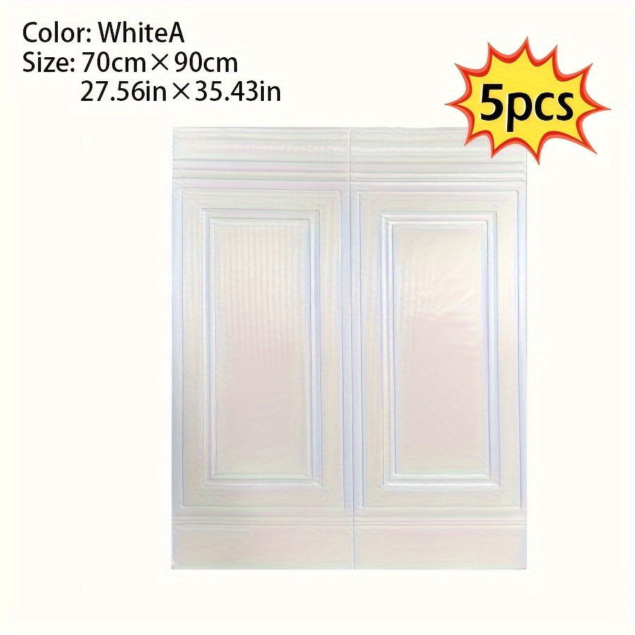 Image of 5pcs 5mm Thickened Waterproof And Xpe Material 3d Three-dimensional Wallpaper Wall Skirt Board Self-adhesive Bedroom Wall Decoration Stickers Box Packing