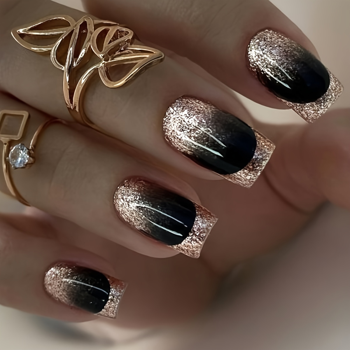 

Black Golden Jazz Style Manicure Wearable Nail Sheets Wearable Nail Stickers European And American Wearable Nails Nail Accessories Nail Charms And Accessories