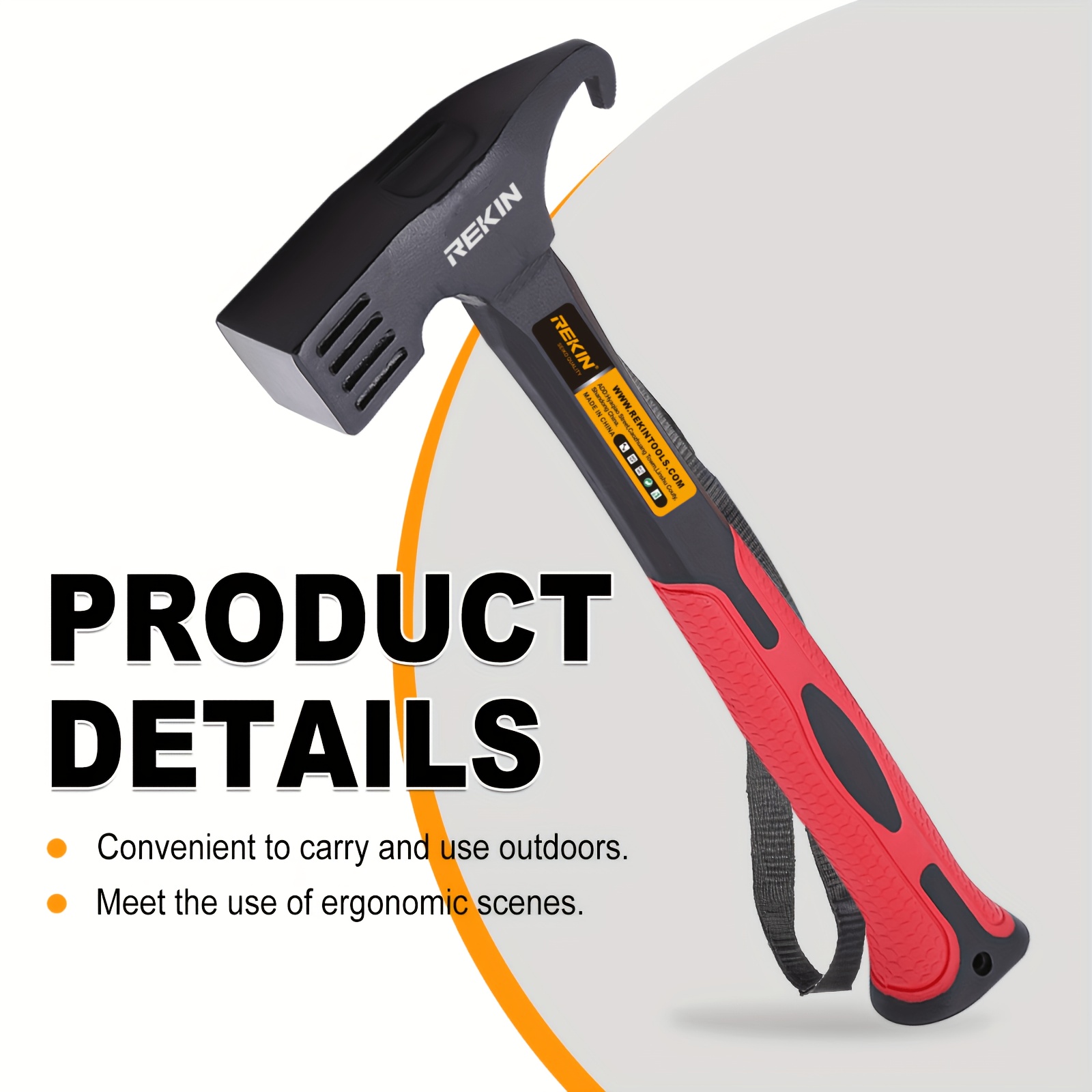TEMU Portable Tent Stake Hammer/tent Stake Remover, Available In Blue, Orange, Or Red, Featuring A High- Head And A Fiberglass-reinforced