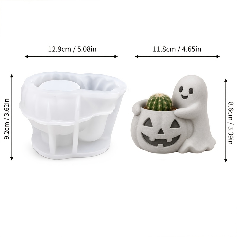 TEMU Cnqnc Large Silicone Mold Compatible For Concrete Cement Plaster Epoxy Resin - Large 3d Spooky & Hugging Pumpkin Suitable For Succulent Planter