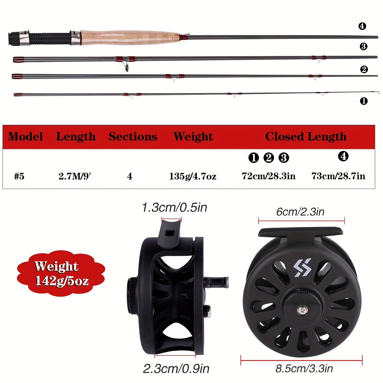 Sougayilang Fly Fishing Combo Kit 5/6 Plastic Fly Rod Reel - Temu