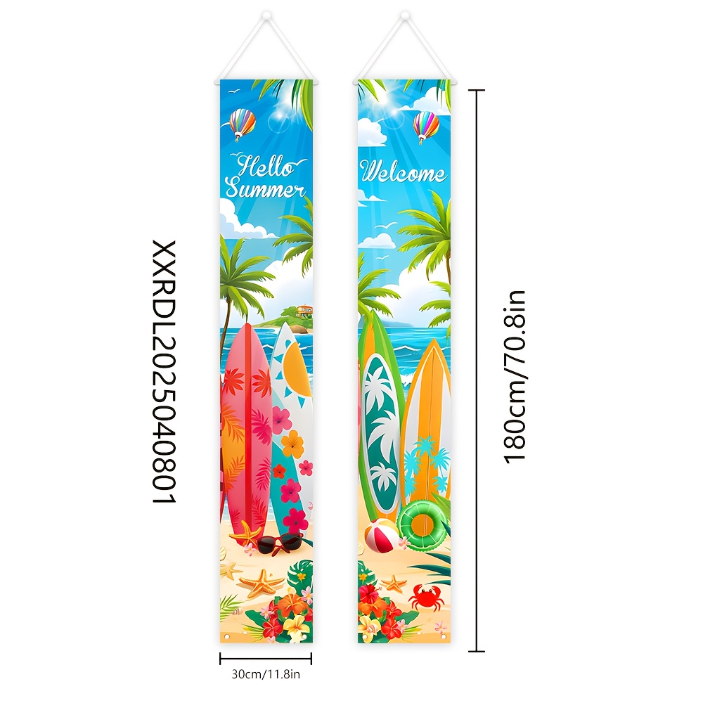 TEMU 1pc Tropical Hawaiian Porch Welcome Flag - 180cm X 30cm, Vibrant Beach & , Durable Polyester, Summer Decor, Beach-themed Home Accent | Tropical