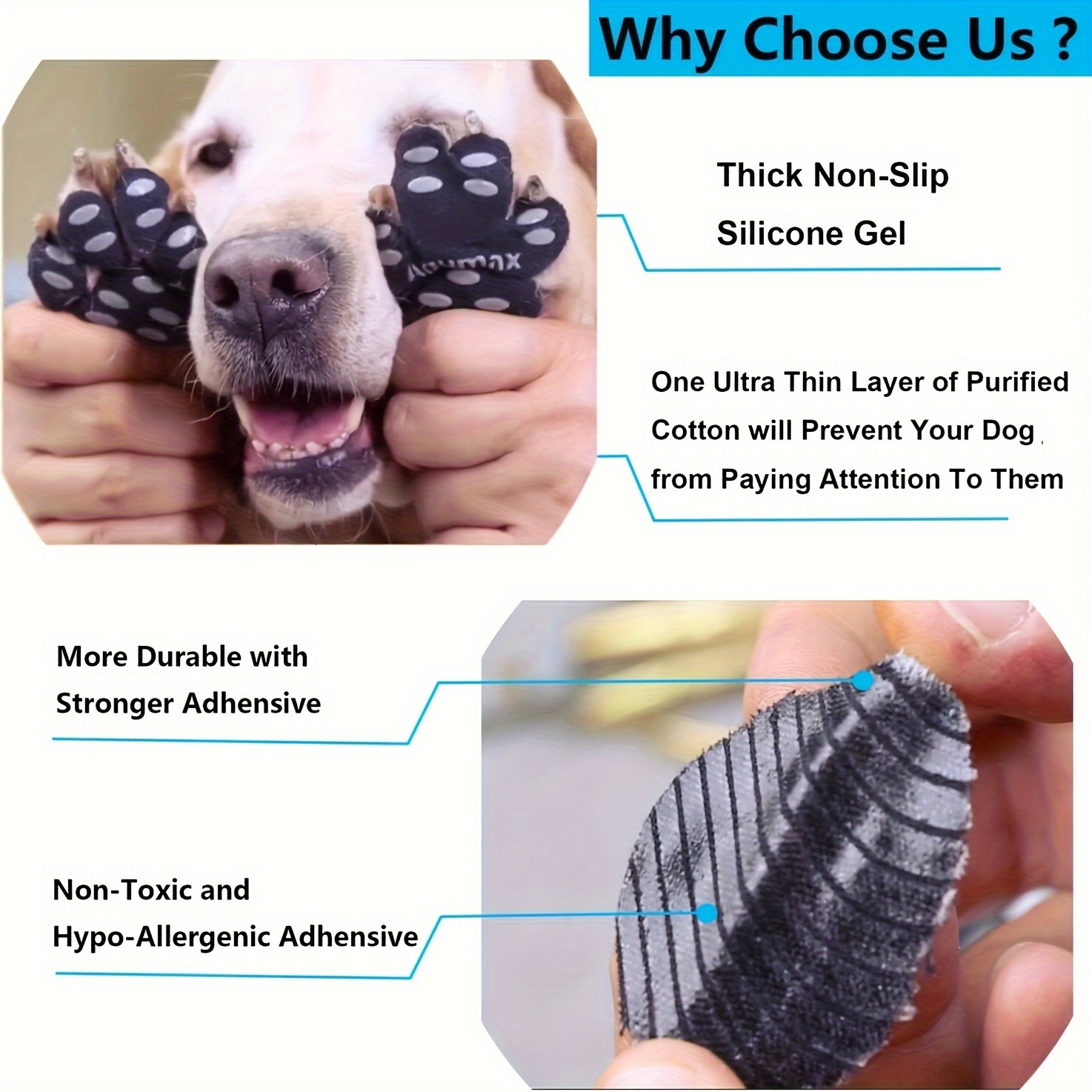 4 Pack Non Slip Silicone Dog Paw Protectors With Closure Pet Booties