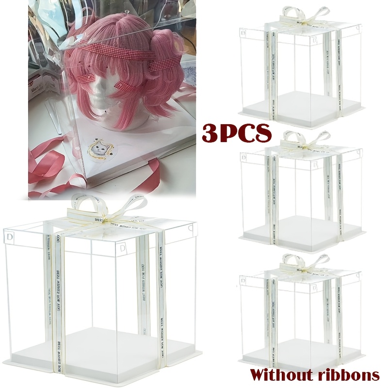 TEMU Gift Set For Her/him, 3pcs Clear Boxes, Dimensions 12x10.3x10.3 Inches, Ideal For Displaying Wigs Or As Large Gift Boxes For Cash, Perfect For