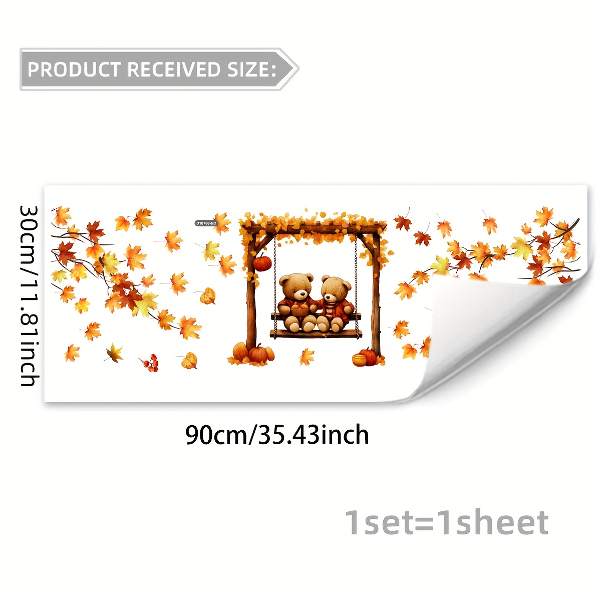1 Sheet Of (30 * 90cm) Static Adsorption Autumn Branches Swinging Bear Home Modern Decoration Bedroom Living Room Balcony Window Glass Stickers Window Stickers Double-sided Visual Pattern