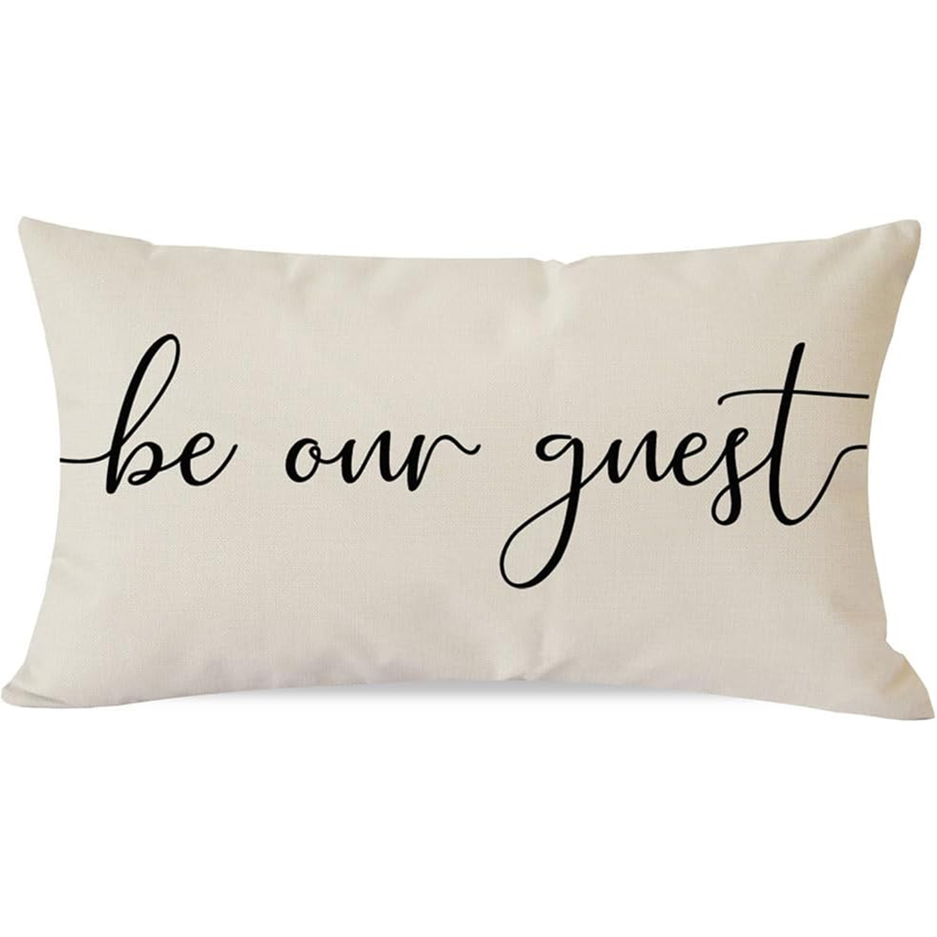 

Linen Lumbar Throw Pillow Cover 12x20 - Contemporary Woven Lettering, Machine Washable, Zipper Closure, For Various Room Types - Jit 1pc Farmhouse Decorative Pillowcase (no Insert)