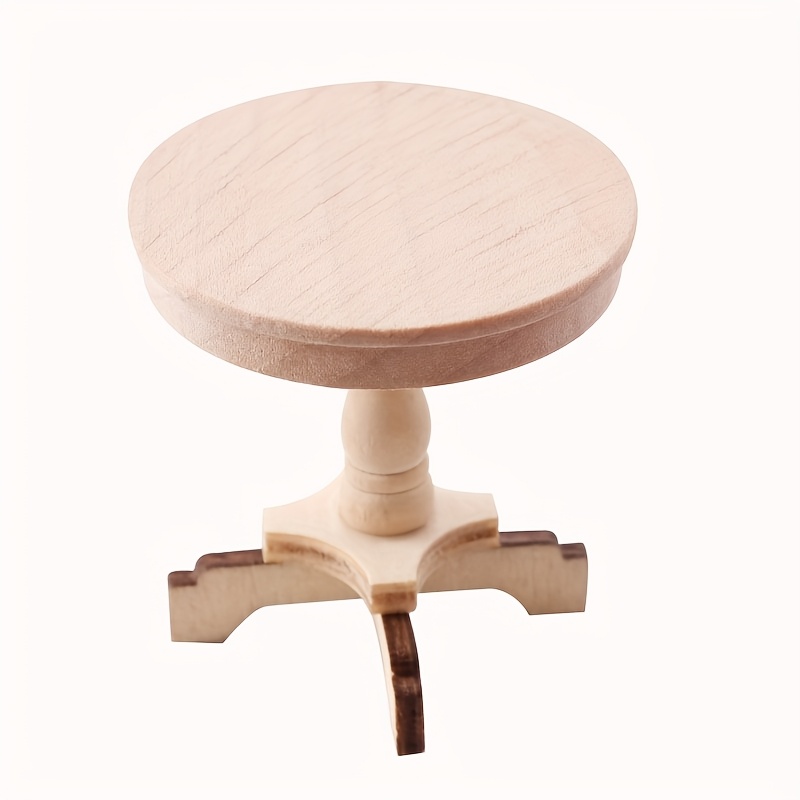 Miniature Wooden Coffee Table And Small Round Table In 1:12 Scale For Dollhouse Additions