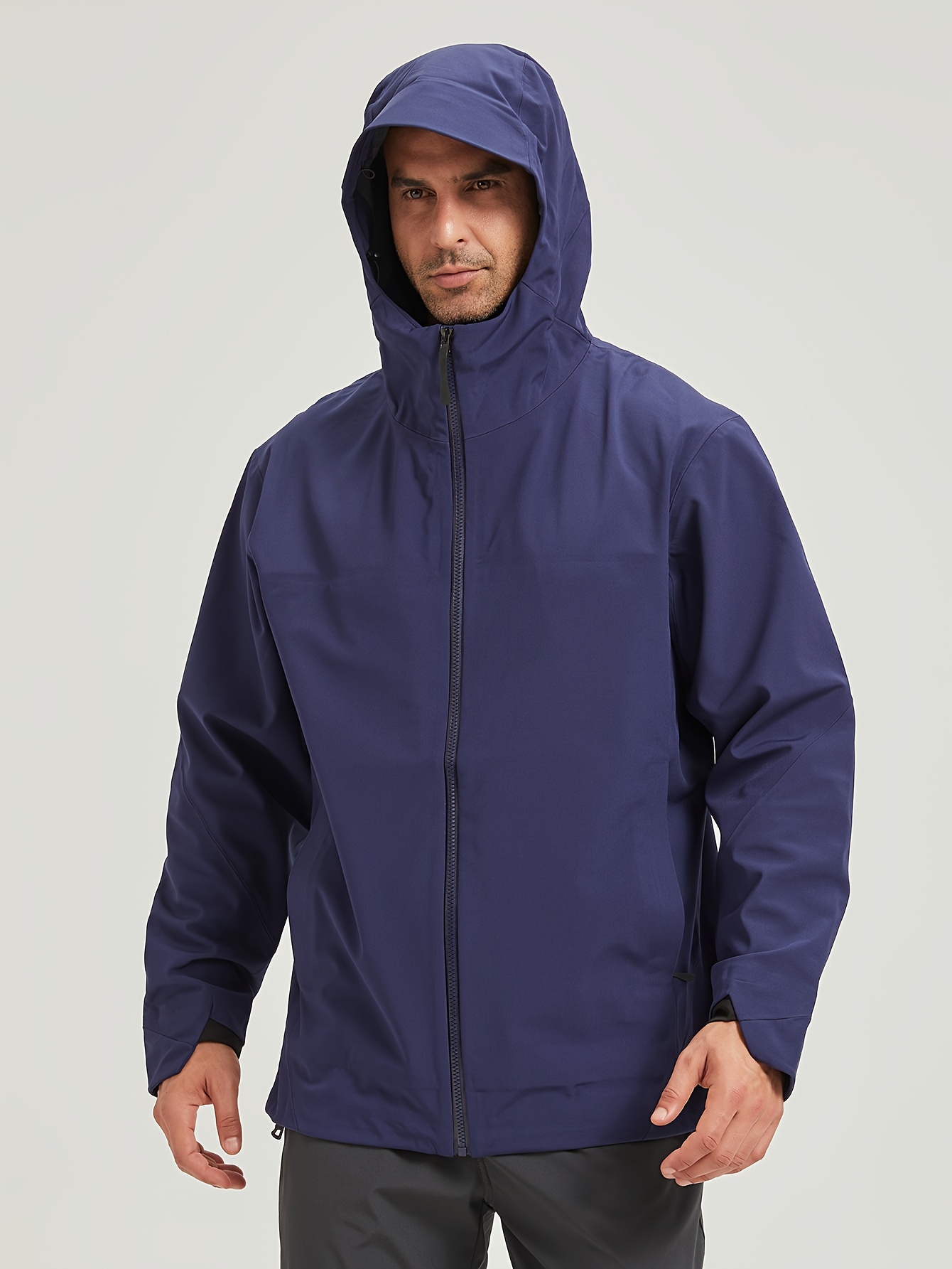 Veste Softshell Homme KUTOOK Avec Capuche - Coupe-Vent Hiver Randonnée Bleu Marine