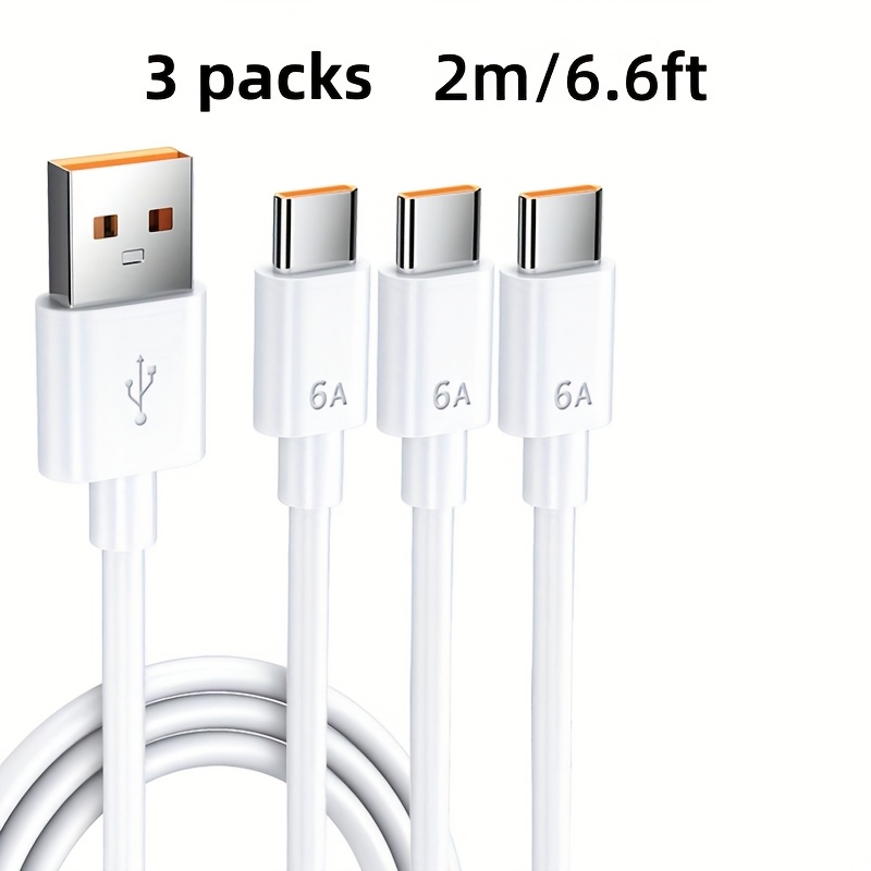TEMU 3pcs Usb Type C Data Cable Fast Charging Cable For Huawei Xiaomi For Poco Oneplus, Realme Mobile Fast Charging Data Cable, Cable, Charging,