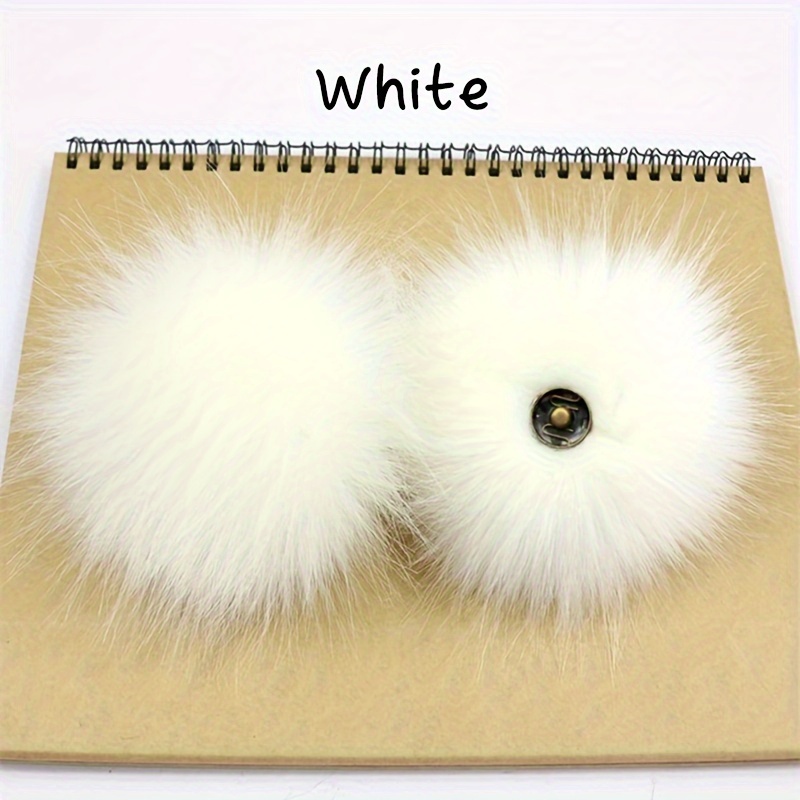 2pcs Pom Pom Fluffy Pompom Balls With Snap Button For Hat Shoes Keychains Scarves Bag Charms Additions