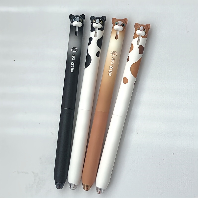 TEMU 4er-Set Gelstifte im Katzen-Stil, 0,5 mm, schnelltrocknend, schwarzer Stift, kreatives Tierdesign, leicht zu schreibender Bürobedarf