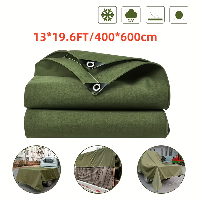 TEMU New Waterproof Tarpaulin 16oz Heavy-duty | Car & Boat Cover For Outdoor Camping, Yard, Pool Tent | Weather-resistant Tear-proof Design.