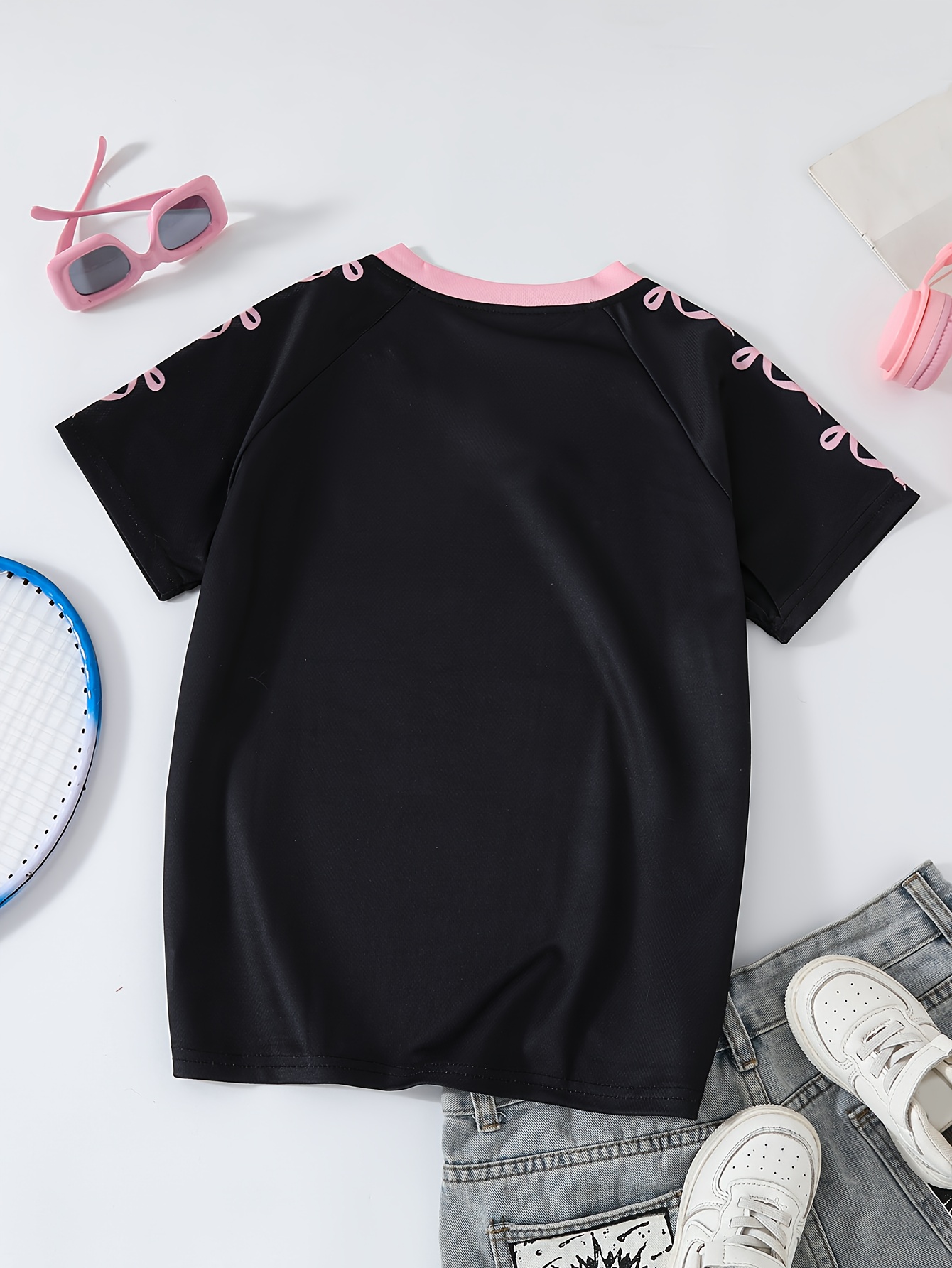 YERIOK 5 Pack Girls Shirts Short Sleeve Shirt For Girls Soft Cotton Tees Kids Tshirts Clothes Summer Tops T-Shirt