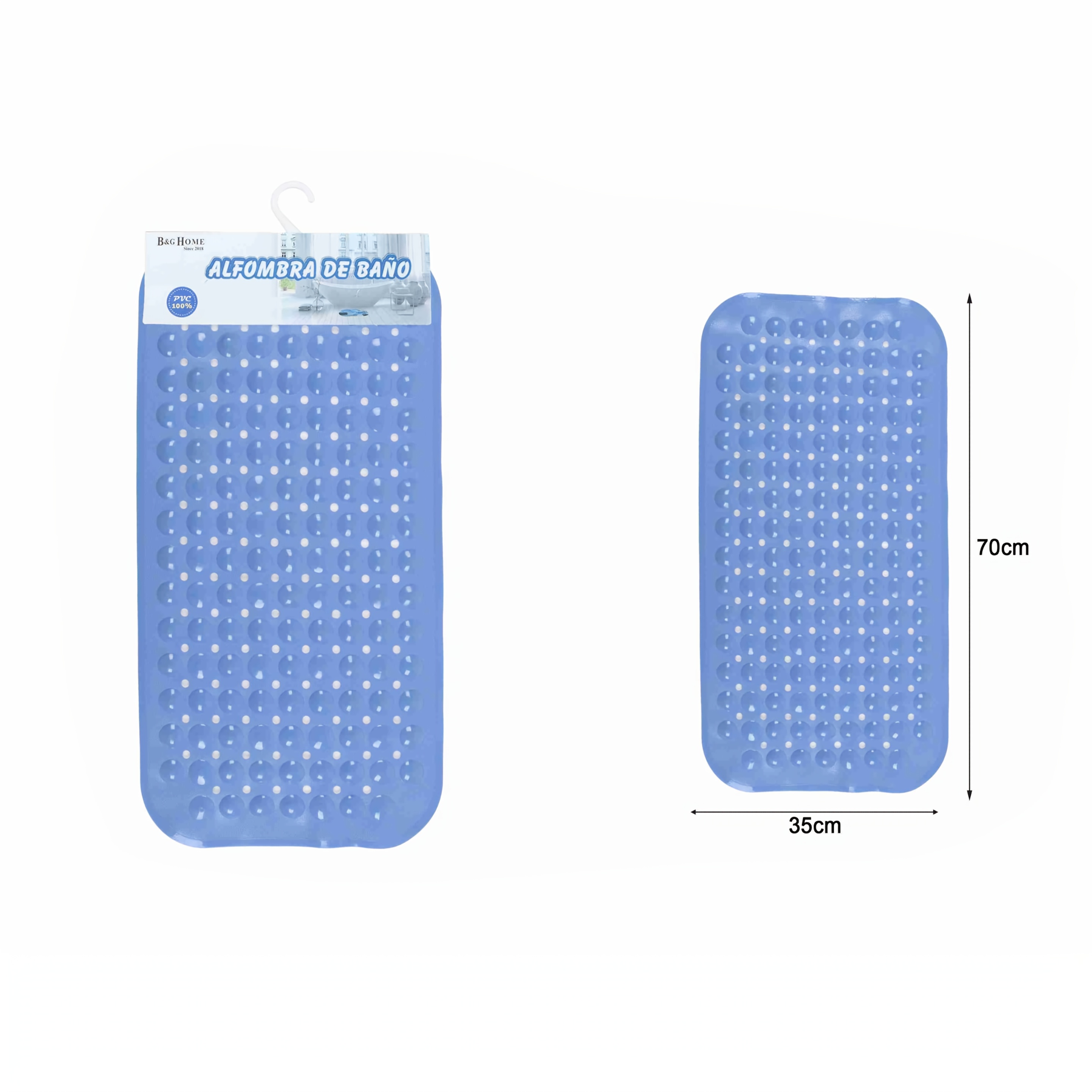 Image of Bath Tub Mat, Medium Size 35 X 70cm Non-slip Shower Mats With Suction Cups And Drain Holes, Bathtub Mats Bathroom Mats Machine Washable