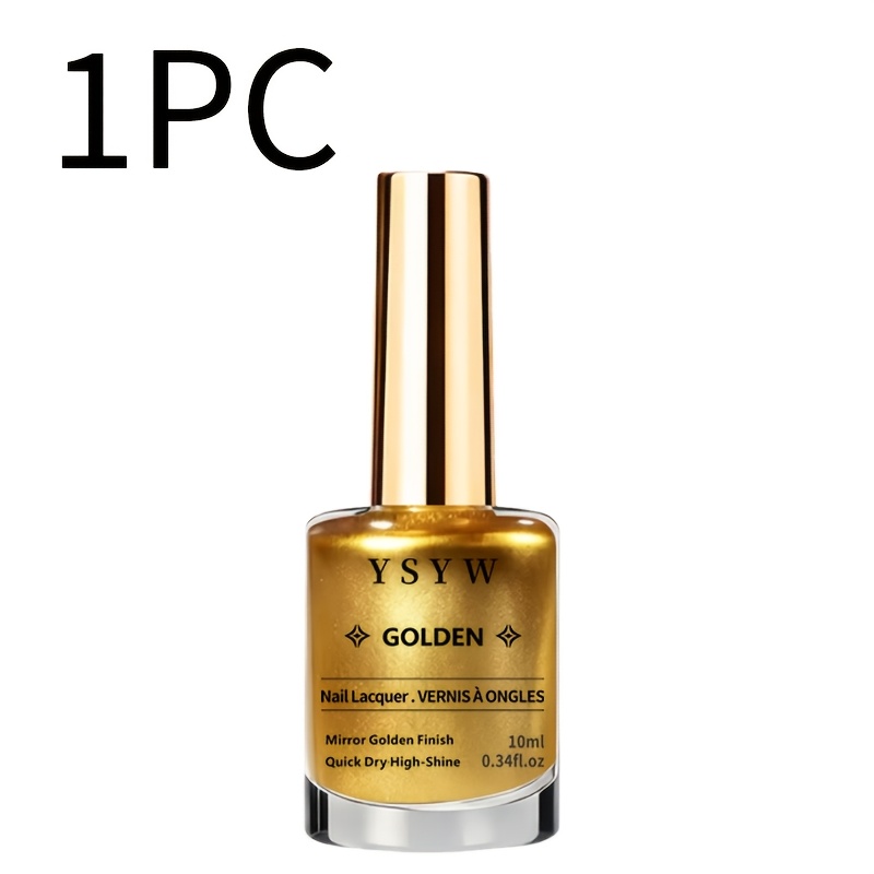 Image of Golden Metallic Nail Polish, Quick-drying Formula, Long-lasting Shine, Salon-style Manicure, Alcohol-free, Suitable For Adults, A Must-have For Nail Art Enthusiasts