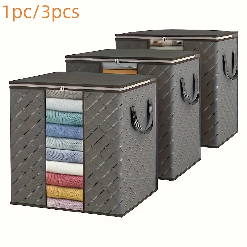 

1pc/3pcs Big Foldable Cloth Organizers With Grips - Foldable Containers For Sleeping Area, , Apparel, Student - , No Electricity Needed, Storage Solution Practical Storage