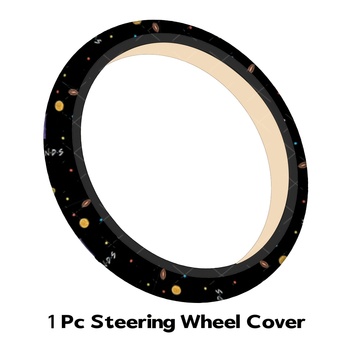 TEMU Warner . -inspired Steering Wheel Cover - Retro Style, Universal Fit For Daily Commute, Car Interior Decoration, Suitable For Sedans, Suvs, And