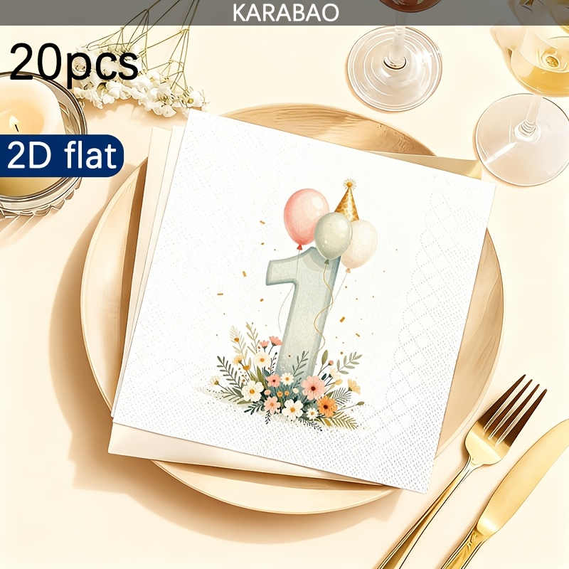 TEMU 20 piezas de servilletas de papel temáticas de , aptas para gorros de y decoraciones florales, servilletas cuadradas de 6.5 pulgadas de capa