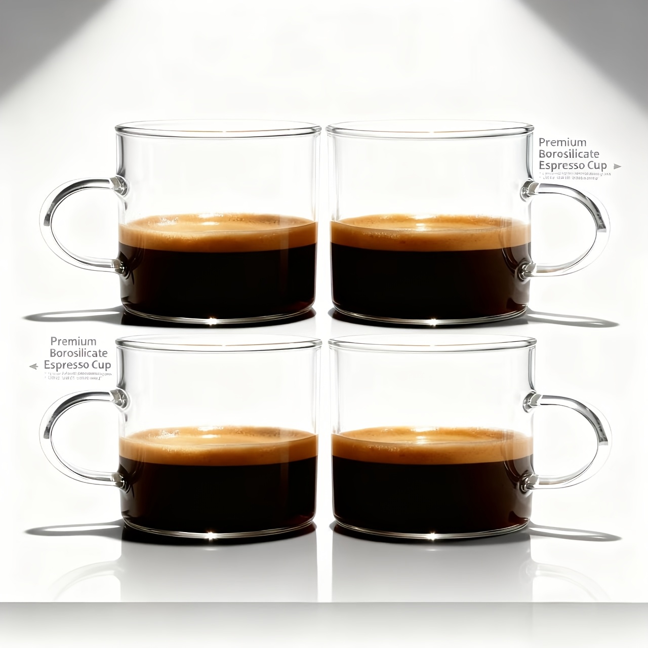 TEMU Set /4 pezzi, Bicchiere da shot per espresso 110ml/3.87oz, Bicchiere da vino, da latte in vetro con , Accessori per caff癡, per preparare caff癡,