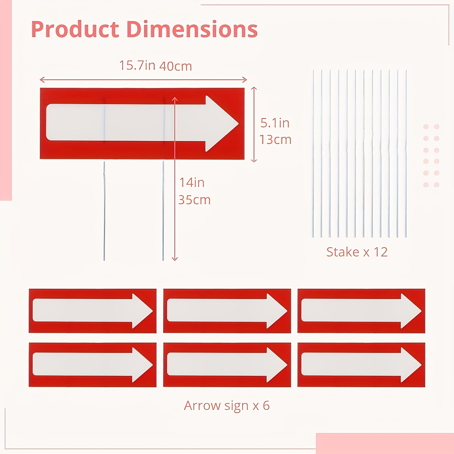 TEMU 2d Flat, [2d Flat] 2d Flat Blank Arrow Sign Set, 6pcs, With Stakes, Double-sided White And Markers, Directional Signs, Suitable For Weddings And