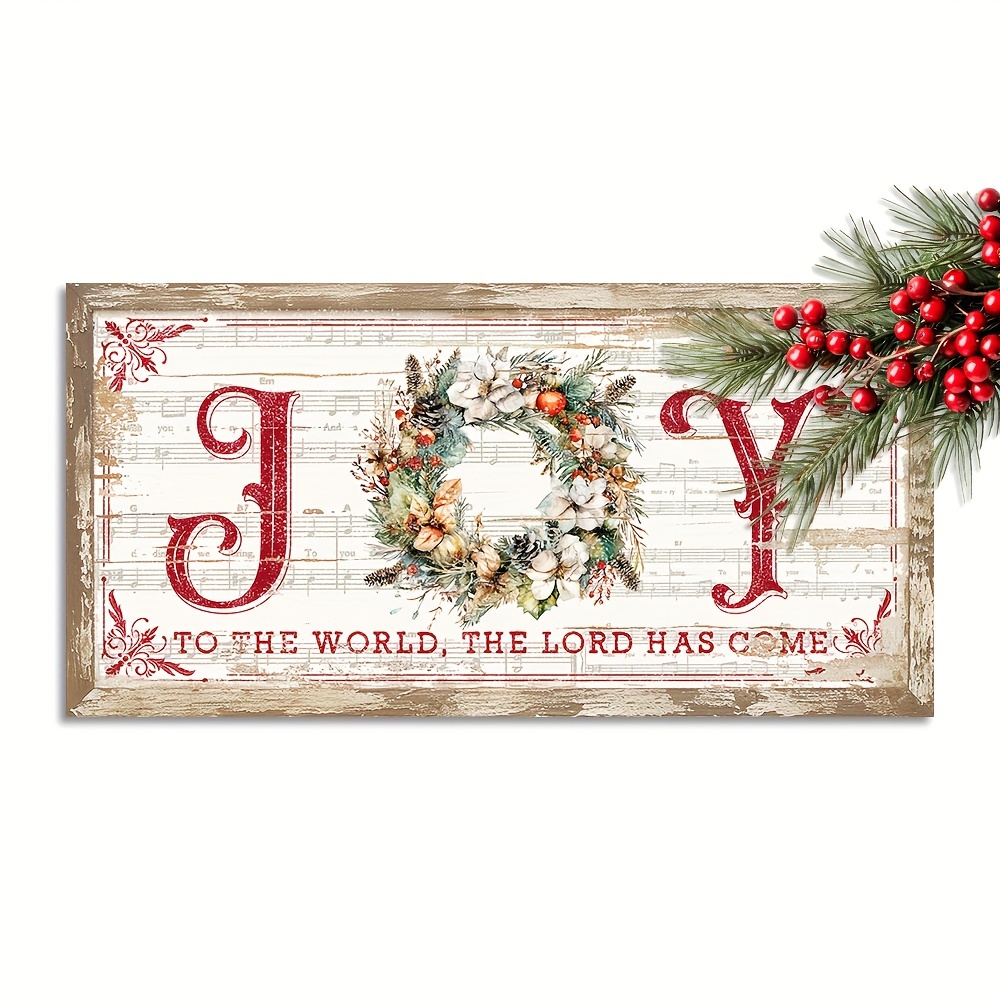 

Vintage Joy To The World Christmas Wooden Sign Plaque 6"x12" | Wall Hanging Manufactured Wood Decor With English Inscription | Multipurpose Home, Door, Living Room, Bedroom, Farmhouse Decoration