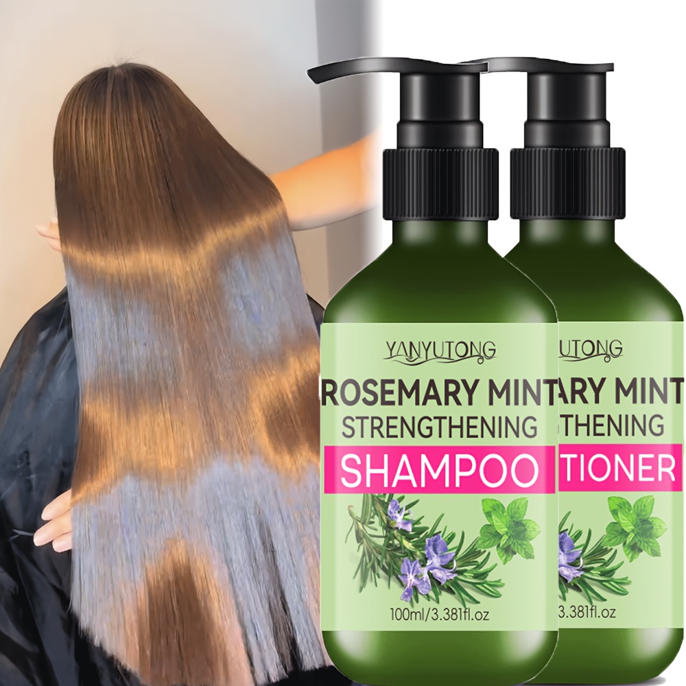 TEMU Set Of Rosemary Mint Shampoo And Conditioner, Consisting Of 2 Items - Suitable For Normal Hair With Rosemary Extract To And Strengthen Hair For Improved