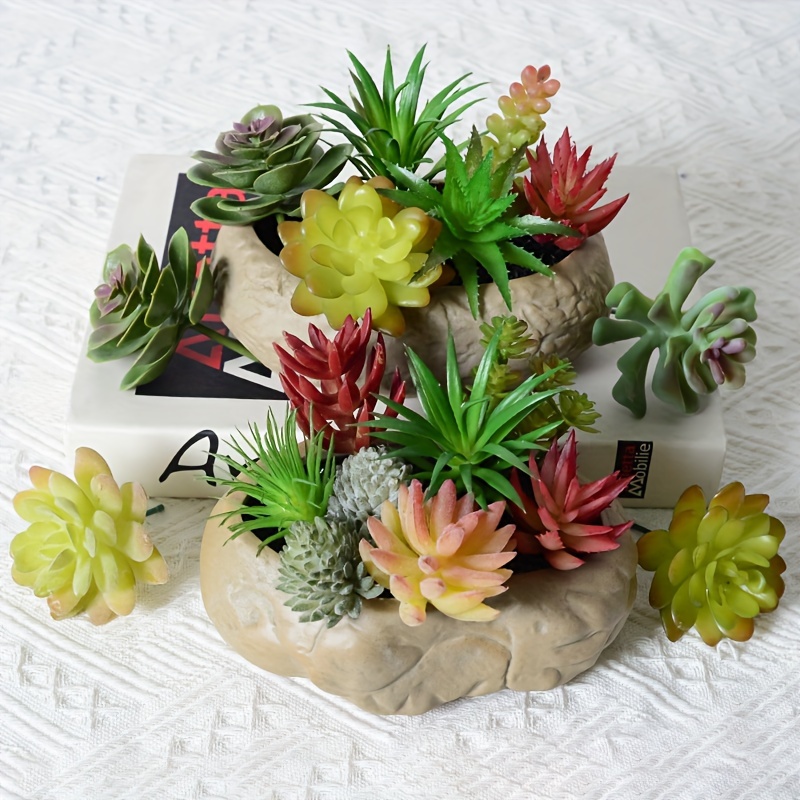 

9pcs Artificial Succulent Plants Arrangement Set, Plastic Bonsai Greenery, Faux Assorted Miniature Succulents & Aloe Decor, Diy Home Decor Christmas Ornaments, Multi-color Indoor Fake Plants Display