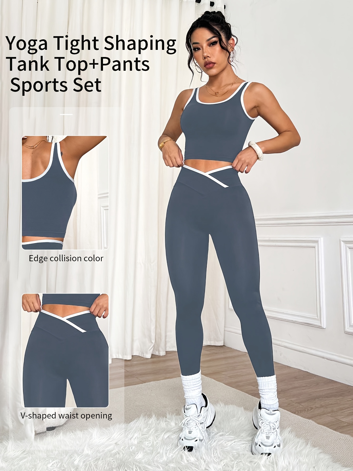2pcs womens sports vest and long pants   off the shoulder chest lifting vest waist cinching abdominal control hip lifting leg shaping and long pants outdoor casual running yoga shopping and travel white bump yoga set