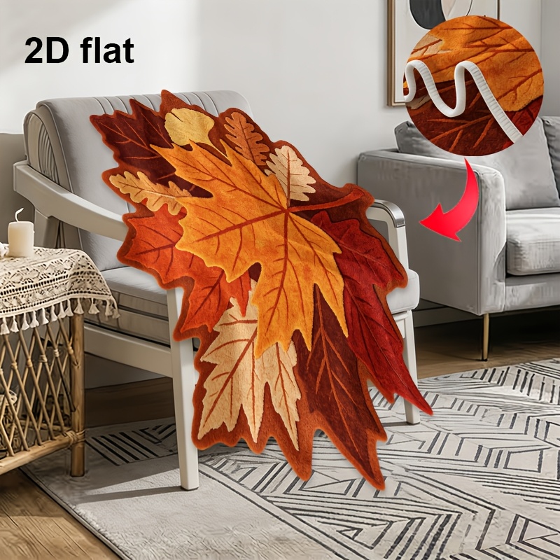 2D Flat Multi-Specification Creative Irregular-Shaped Blanket, Autumn Maple Leaf and Ginkgo Pattern Blanket - Suitable for Sofa, Outdoor, Camping, Living Room, Office, Chair, and Bed -   Printed Soft and Warm Flannel Blanket,  