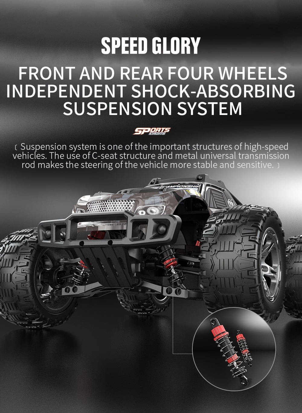 FUUY KF10 1:10 RC Off-Road Vehicle with 4x4 Four-Wheel Drive, High-Speed 2.4GHz Wireless, USB Rechargeable & 2 Lithium Batteries - Durable Plastic Remote Control Car for Outdoor Racing, Mud Terrain, Rock Climbing, RC Car, Mud Terrain Vehicle, Sleek Vehicle Design, Sturdy Construction