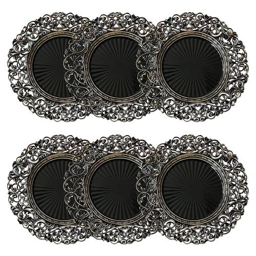 ensemble de 6 assiettes de service, 13 pouces de diamètre, en plastique avec décoratifs de fleurs creuses, pour les décorations de table, , , les fêtes et les événements (ne pas destinées au avec les aliments)
