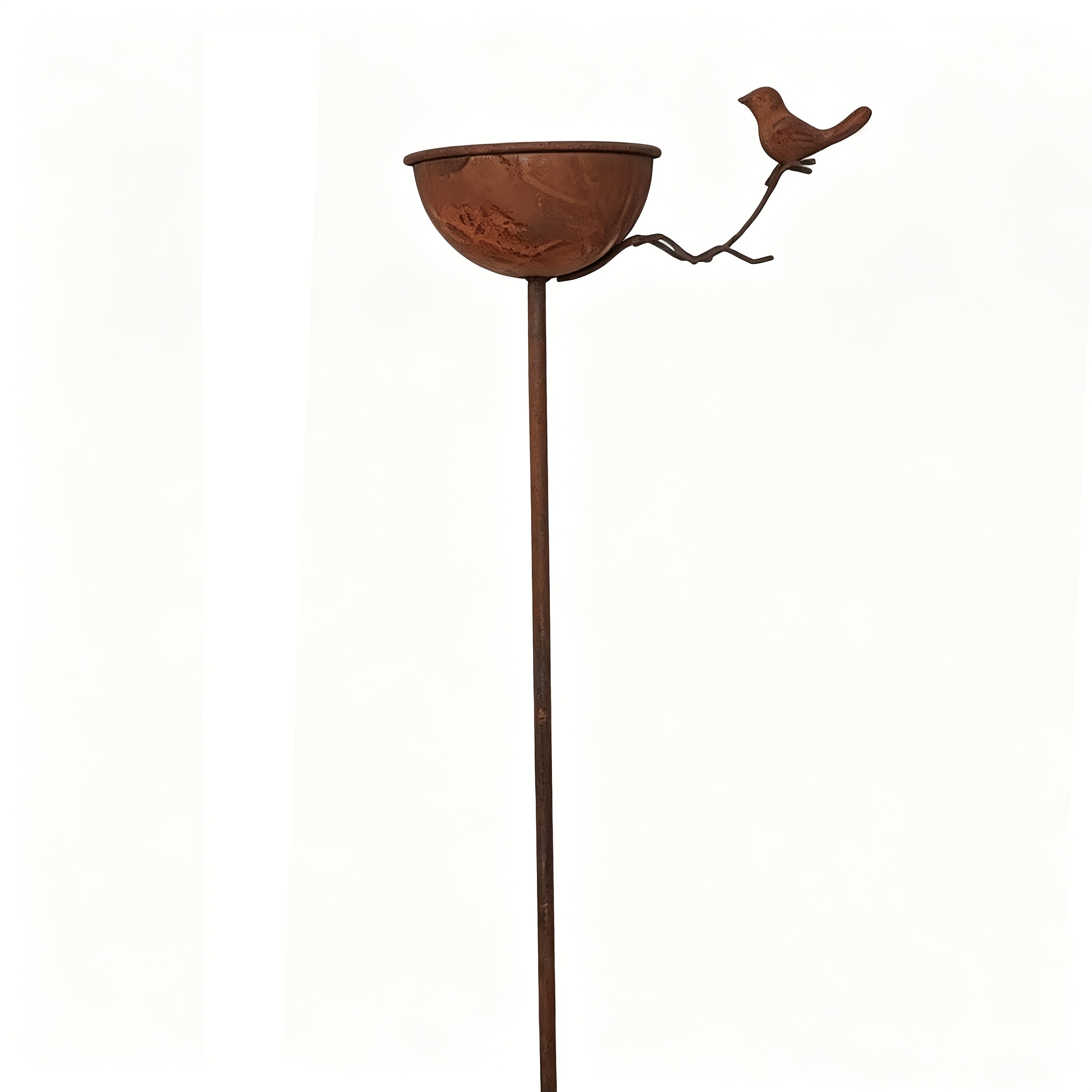 TEMU Vintage Distressed Rust- Water Feeder, Garden Decorative Ornament, Courtyard Gardening Metal Bird Feeding Bowl