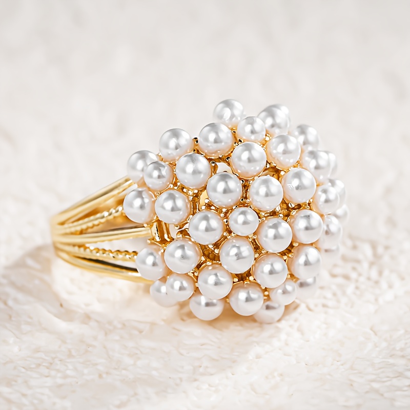 TEMU French Style Flower Ring For Women Wedding Banquet Luxury Jewelry Daily Party Elegant Accessories Exquisite Gift