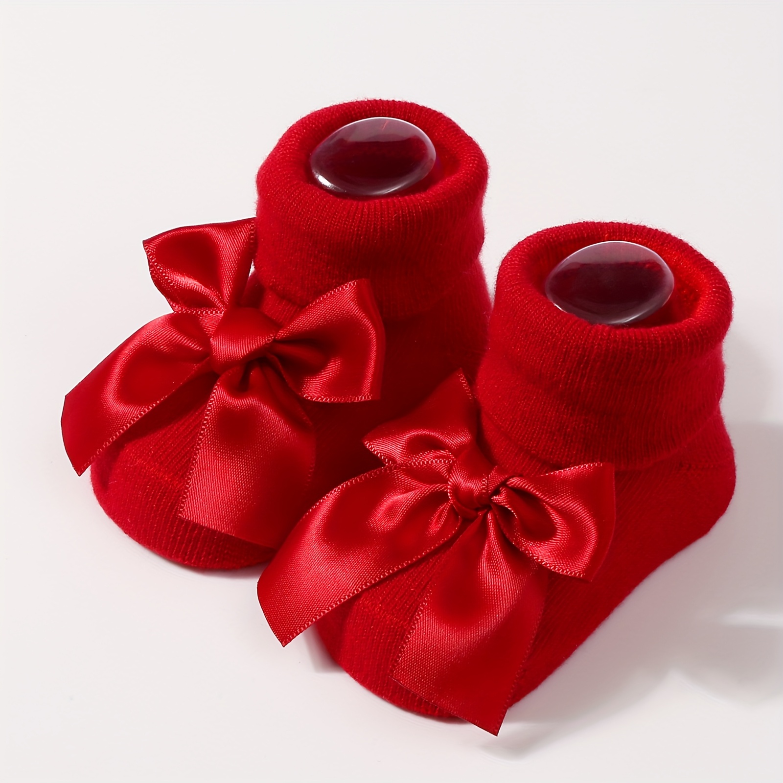1 Pair Of Children's Socks, Comfortable And Cute With Bows, Casual Glue-dot Lightweight For Autumn And Winter, Suitable For Outdoor And Daily Use