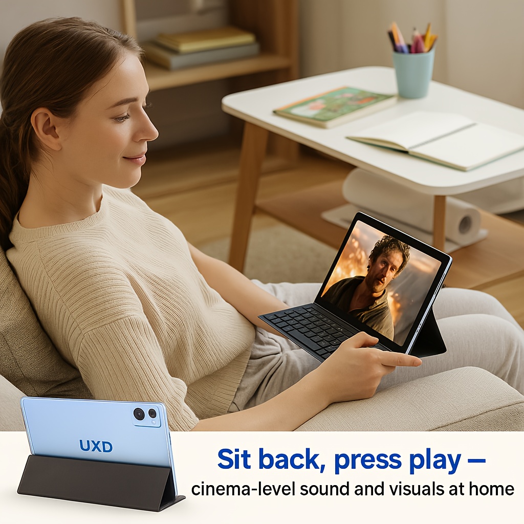 UXD A5 Android 15 Tablet 10,1-inch IPS-scherm, 16GB RAM, 512GB ROM + 1TB Uitbreiding, 4G LTE/WiFi, Octa-core Processor, 6000mAh Batterij, Compleet met Toetsenbord, Muis, Stylus, Beschermhoes en Andere Accessoires. Ideaal voor Onderwijs, Entertainment en Kantoor