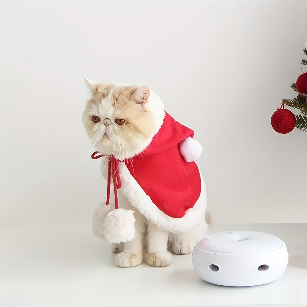 1pc Pet Apparel Dress, Cat Christmas New Year Costume, Flannel Elegant Cape for Cats