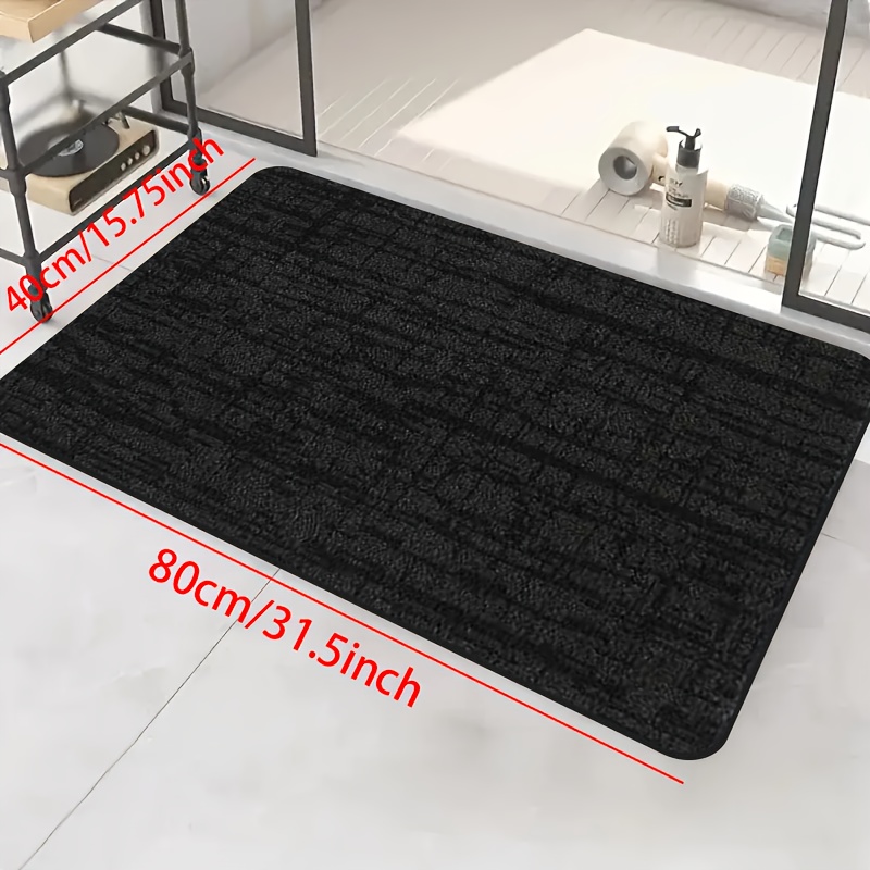 TEMU 1pc, High-quality Diatomite Floor Mat With Black Textured Fabric Pattern Print - Kitchen Floor Mat, Welcome Mat For Doorways, Ideal For