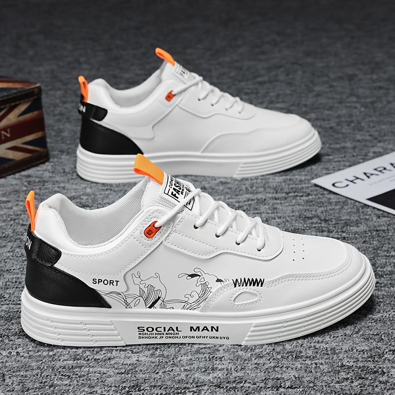 Zapatillas de Skate de Caña Baja para Hombre, Estilo Urbano | Cómodas Zapatillas Casuales Antideslizantes con Cordones, Ideales para Actividades al Aire Libre, Parte Superior, Suela de PVC